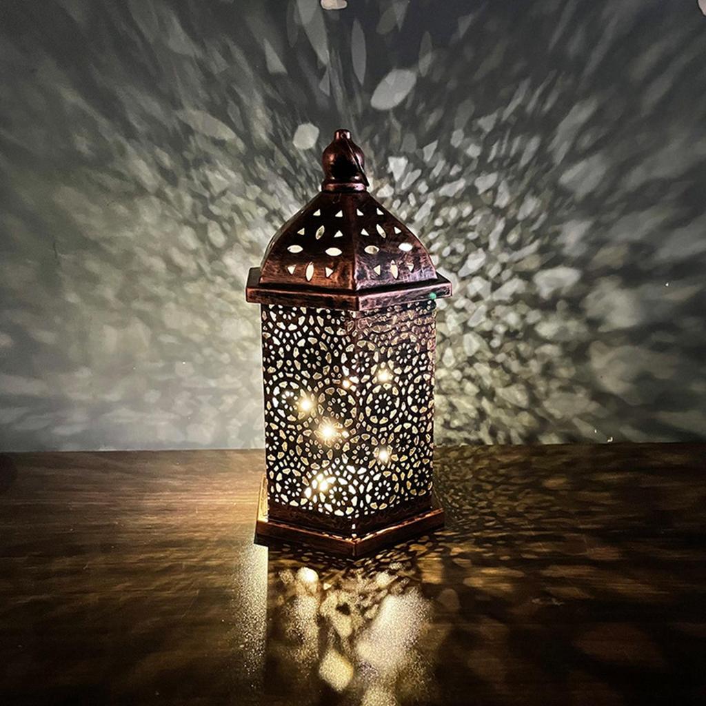 Hollow Carved Lantern Light Wrought Iron Atmosphere Light for Living Room