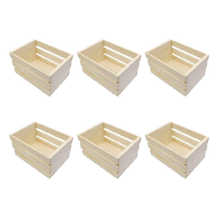 6/12Pcs Small Wooden Storage Box Nesting Crates Decorative Basket Natural Pine Handcrafts Box For Table Dollhouse