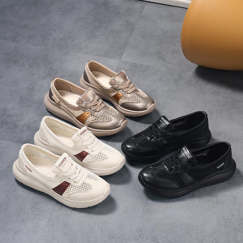TUINANLE Flats Shoes for Women Summer Lace Up Casual Sneakers Breathable Soft Sole Loafers Plus Size