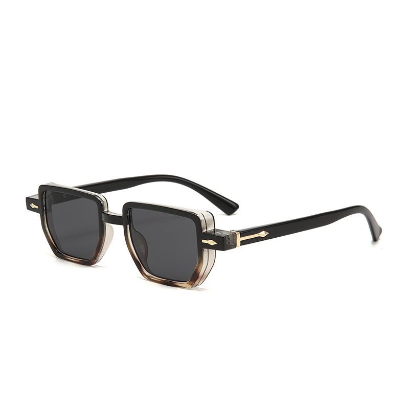 

Vintage Polygon Square Women Sunglasses Fashion Clear Ocean Lens UV400 Protection Rivets Sun Glasses Oculus as picture