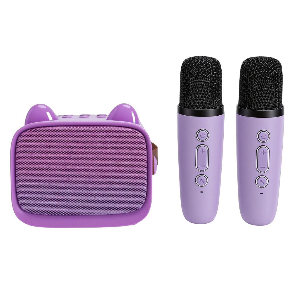 Mini Karaoke Machine Toy Kids Boys Girls Portable Bluetooth Speaker with 2 Wireless Mics for Early Education Home