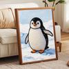 DIY Framed Pearl Painting Kit Penguin Pattern 3D Sparkling Bead Art Canvas Elegant Home Wall Decor Gift for Women and Craft Lovers