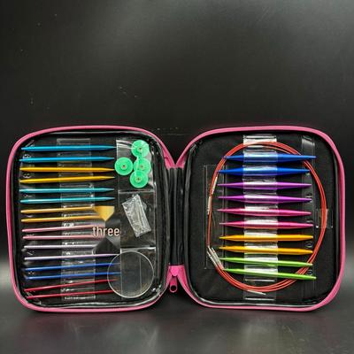 Anodized Aluminum Interchangeable Circular Needle & Crochet Hook Set for DIY Knitting