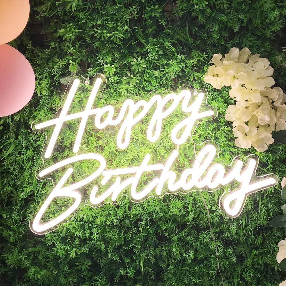 Neon Happy Birthday Luminous Wall Sign for Party or Bedroom Decor