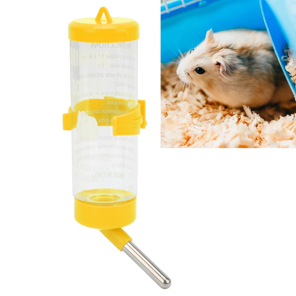 Hamster Water Bottle Dispenser Automatic No Drip Hamster Drinking Fountain for Small AnimalsYellow