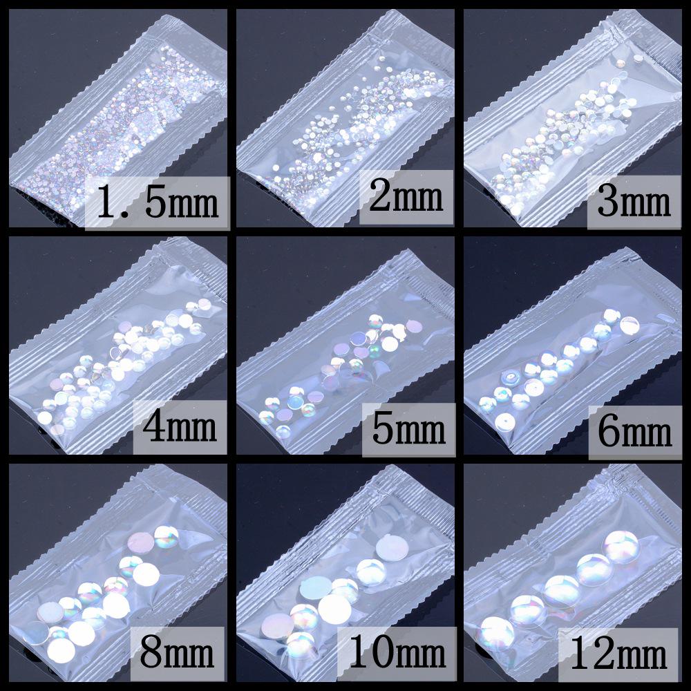 DIY Mobile Phone Jewelry: Glossy AB White Round Flat-Bottom Accessories