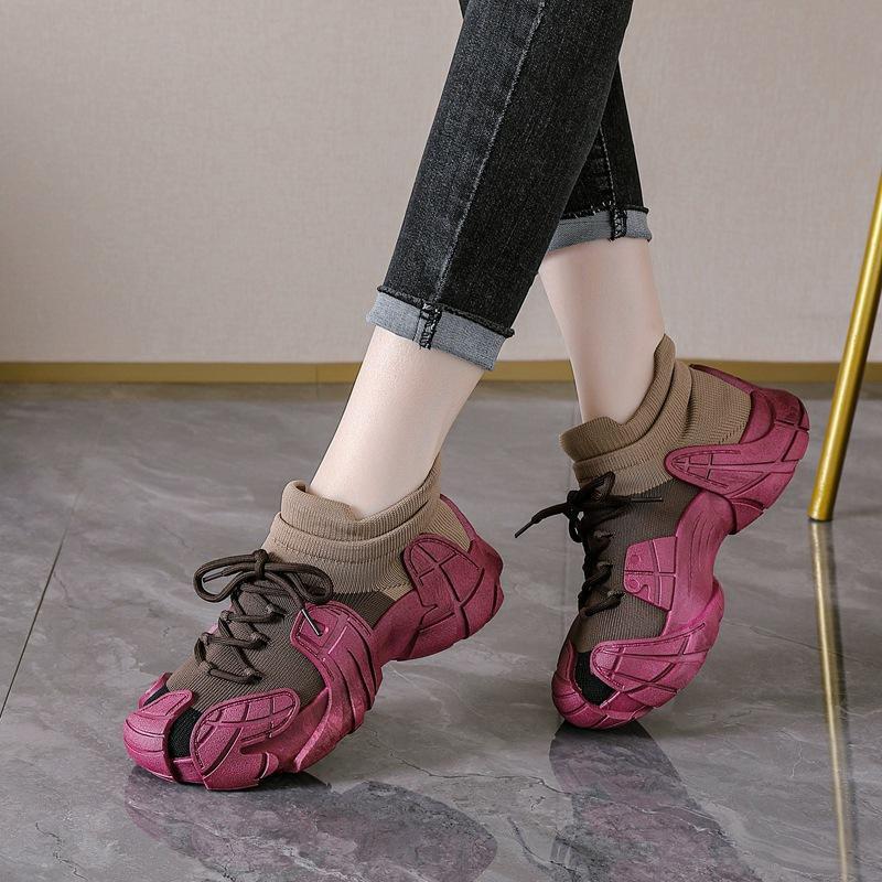 Shoes women's spring versatile ugly cute dopamine women's shoes octopus coconut shoes flying woven casual shoes platform dad shoes