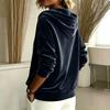 New European and American Casual Solid Color Velvet Drawstring Hooded Zipper Long-sleeved Women's Sweater