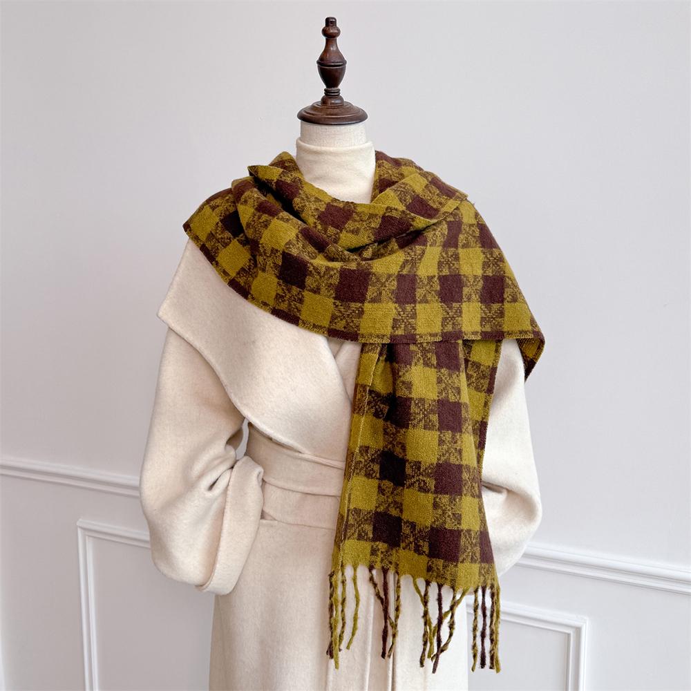 Women Lattice Imitation Cashmere Scarf Autumn And Winter Thick Fashion Warm Wild Scarf Shawl Tassel Scarves Bufanda Blanket