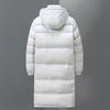 Chaqueta de plumón Chaqueta con capucha de plumón de pato blanco para invierno hasta la rodilla para hombre