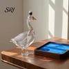 Whiskey Display Bottle Goose Bird Shape Decanter, 3D Glass Animal Liquor Decanter for Bar Display, Art Wine Dispenser Home Gift Amber