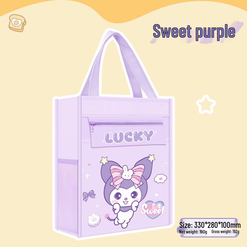 Panda Tutoring Bag: Transparent Canvas Handheld Book Bag for Kids with Extra Large Capacity