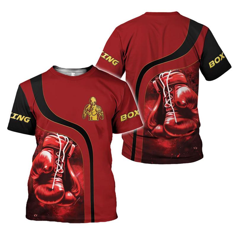 Boxhandschuhe Grafik T-Shirt Für Männer 3D Gedruckte Boxen Sport T-Shirts Oberteile Neu Bei Herren Kurzarm Rundhals T-Shirt
