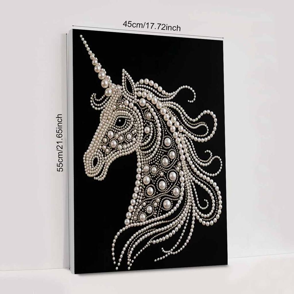 Crystal Pearl Painting 5D DIY Frame Decoration Painting White Horse Home Wall Decoration Transparent Pearl Gemstone Painting Picture Art Crafts