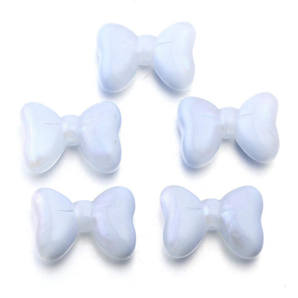 5Pcs Candy Color Bow Acrylic Beads Charms Cute Cream Color Bowknot Loose Beads for Bracelet Necklace Jewelry Making Accessories