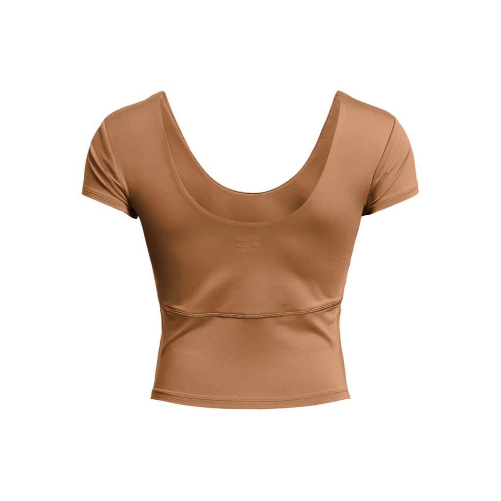 Under Armour Ua Meridian Solid Color Crew Neck Short Sleeve T-Shirt Women Tops Khaki 1379156-253