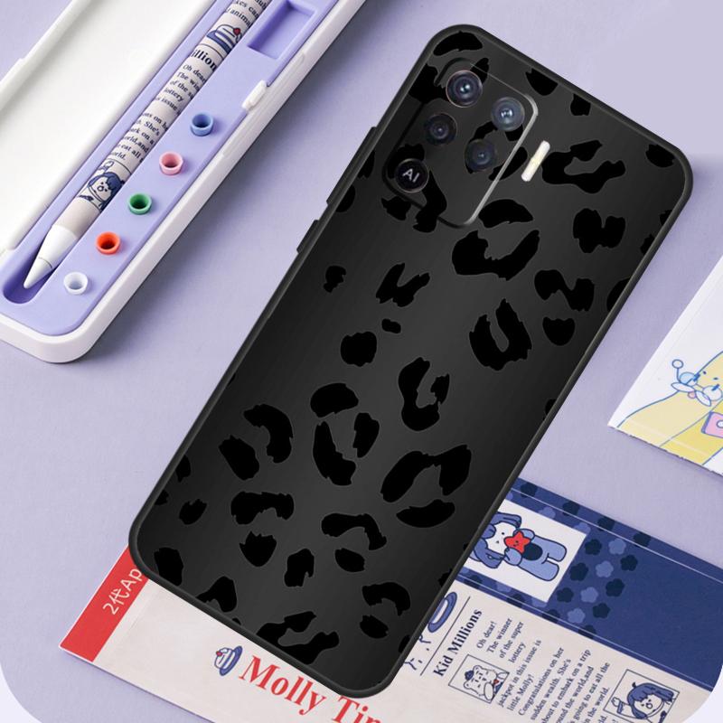 Leopard Print Black Cheetah Pattern For Oppo A60 A80 A40 A94 A74 A54 A15 A18 A38 A58 A78 A98 A16 A76 A96 A57 A17 A77 A5 Pro Case