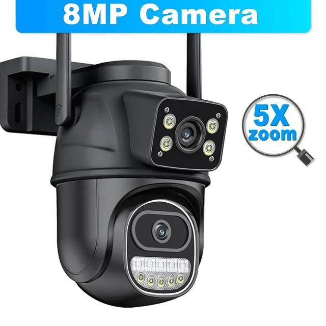 12MP 6K Wifi Surveillance Outdoor Three Lens 8X Zoom PTZ Security Motion Detection Smart CCTV Camera Icsee IP Cam