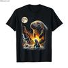 Cute Manatee Howling to The Moon 90s Retro Ocean Animal Meme Tshirt For Men Women 100 Cotton T Shirts Short Sleeve Tops 04102