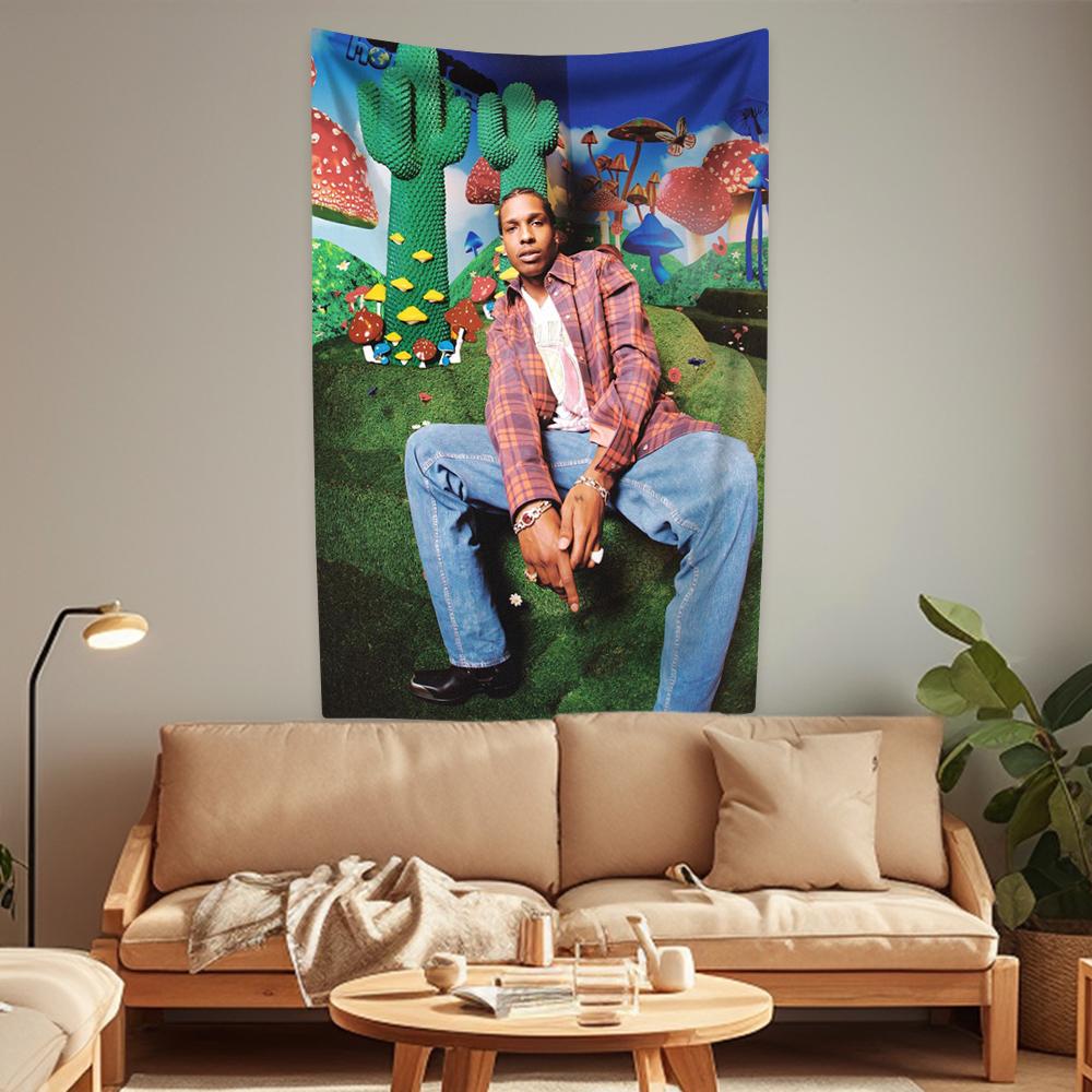 Asap Rockys Flags Rapper Tapestry Room Decor Aesthetic Music Album Art Posters Wall Hanging Bedroom Concert Background Fans Gift