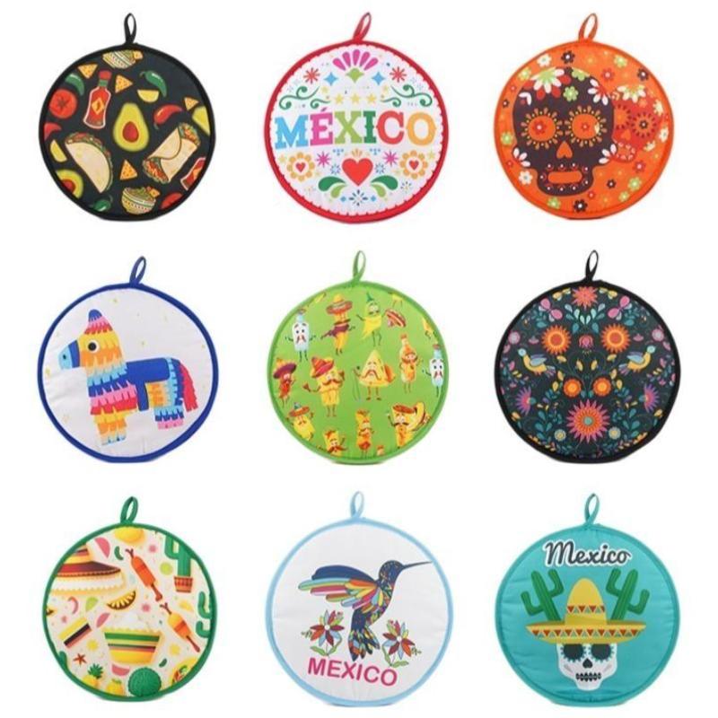 Tortilla Warmer Pouch Round Thickened Insulated Fabric Bag Keep Food Warm For Burrito Pancake Kitchen Dining Party Use