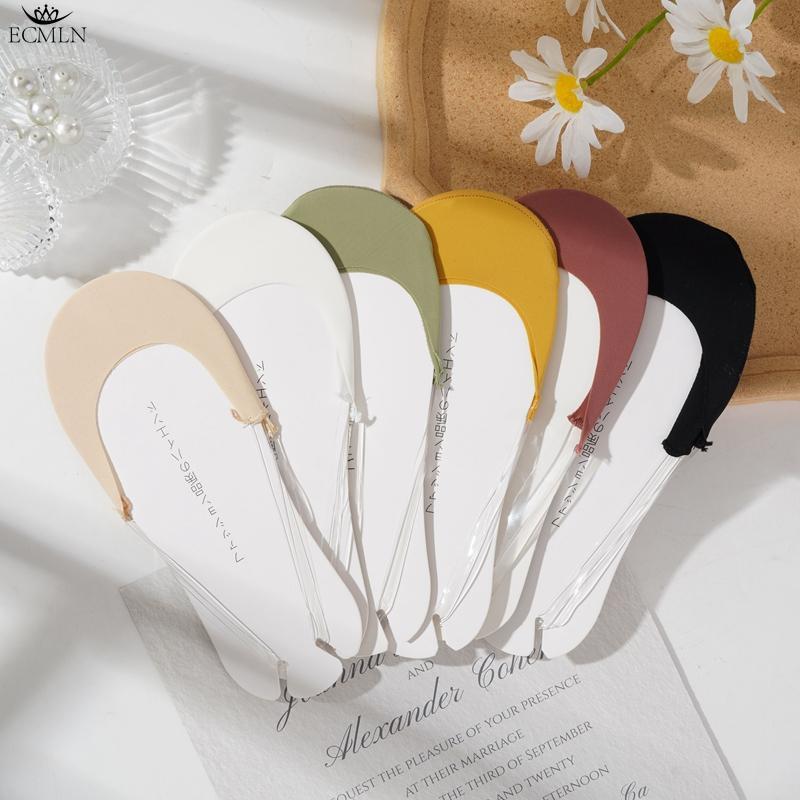 3 Paar Halbhand-Sling-Socken aus Baumwolle für Damen, Sandalen mit hohen Absätzen, Sommer-Bootssocken, flache Öffnung, rutschfeste, unsichtbare Socken