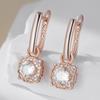 Full Shiny Natural Zircon Dangle Earrings For Women Fashion  Rose Gold Color Gift High Quality Daily Wear Jewelry