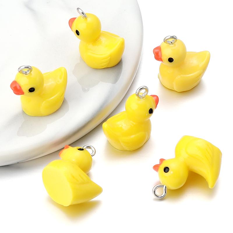10 Stück/Los 19x15mm Niedliche Acryl-Enten-Anhänger Für Schmuckherstellung Tieranhänger DIY Armband Ohrring Halskette Anhänger Zubehör