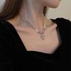 Korean Patchwork Choker Necklace - Minimalist, Asymmetrical Pearl & Heart Cutout Design