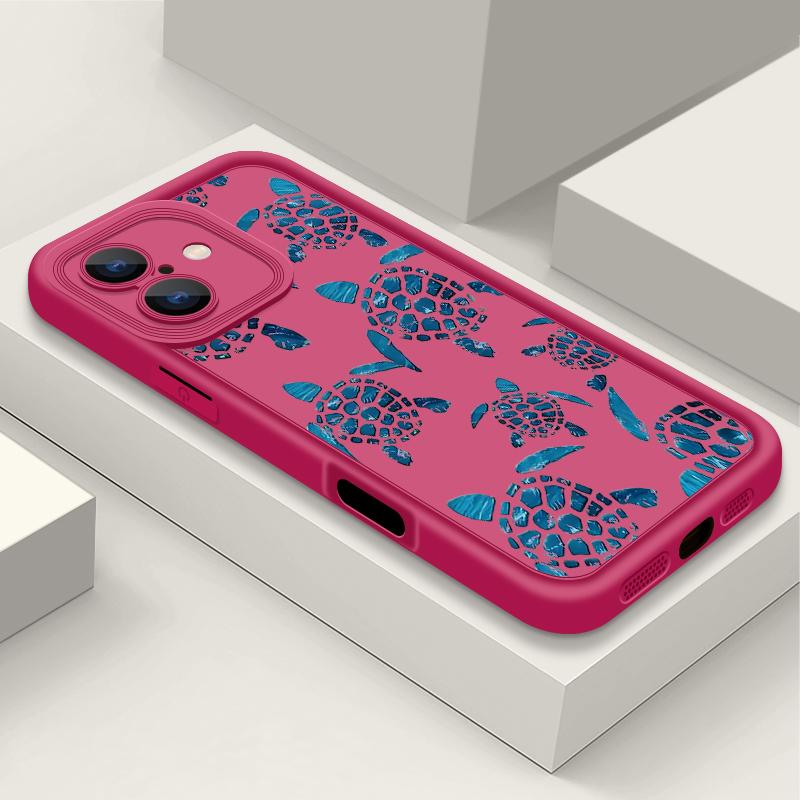 Sea Turtle Pattern Matte TPU Cover Shell For iPhone 16E 16 Pro 15 Pro Max 14 13 12 11 Soft Shockproof Lens Protection Phone Case
