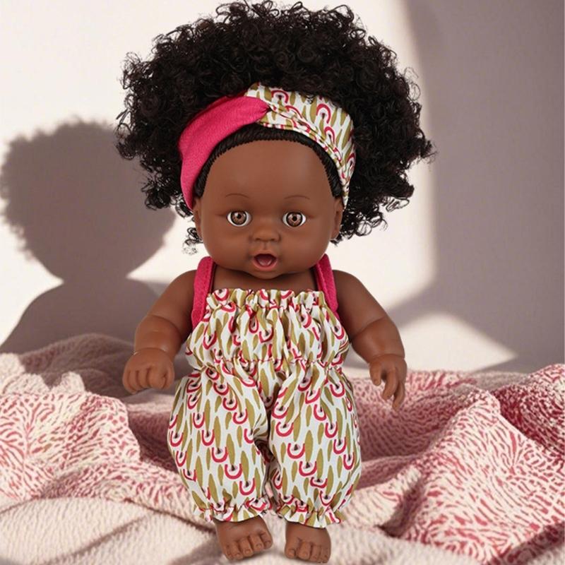8inch Soft Reborns African Doll For Children's Daily Comforting Imaginative Pretend Play Parenting Game Collectible Toy
