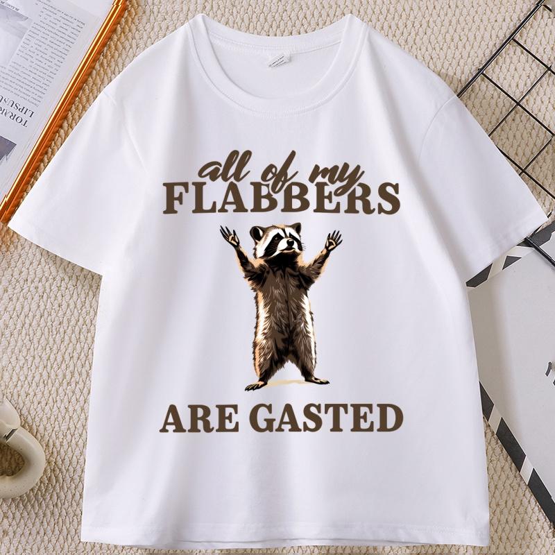 

All of My Flabbers Are Gasted T Shirt Funny Raccoon Graphic Tee Short Sleeve TShirt Retro Printed Comfortable Soft Tshirts Tops 4XL