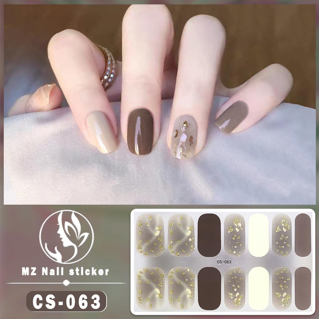 CS Waterproof No-Cure Gel Nail Wraps, Full Cover Spring & Summer Blend & Contrast Color Nail Stickers, Nail Patch Films