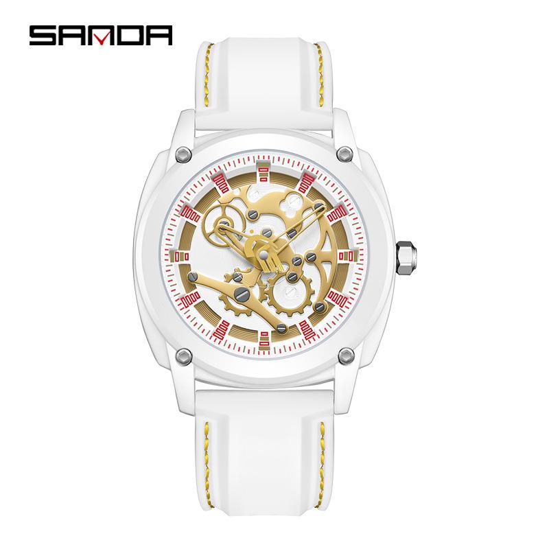 Sanda Creative Hollow Mechanical Style Waterproof Quartz Watch for Students - Boys  Girls