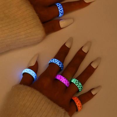 Unisex-Ring, leuchtender Schildkrötenpanzer-Muster, fluoreszierender, im Dunkeln leuchtender Edelstahl-Vintage-Beschichtungsring