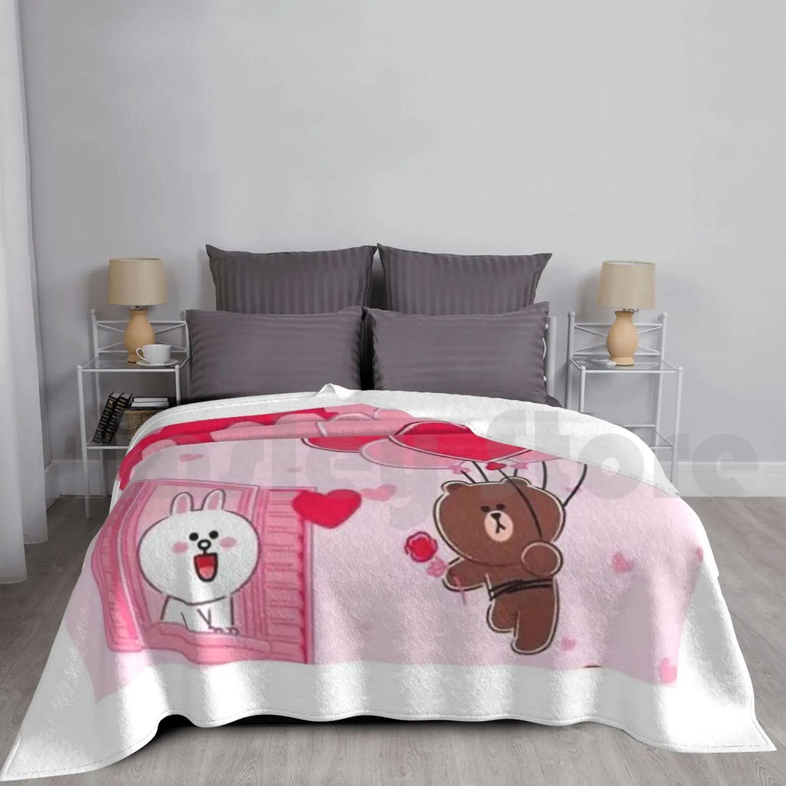 Blanket Cony And Brown Friends Cony And Brown Love Valentines Heart Red Pink Wallet Cony Brown thin blanket Size: 75*100cm, Weight: 230 GSM