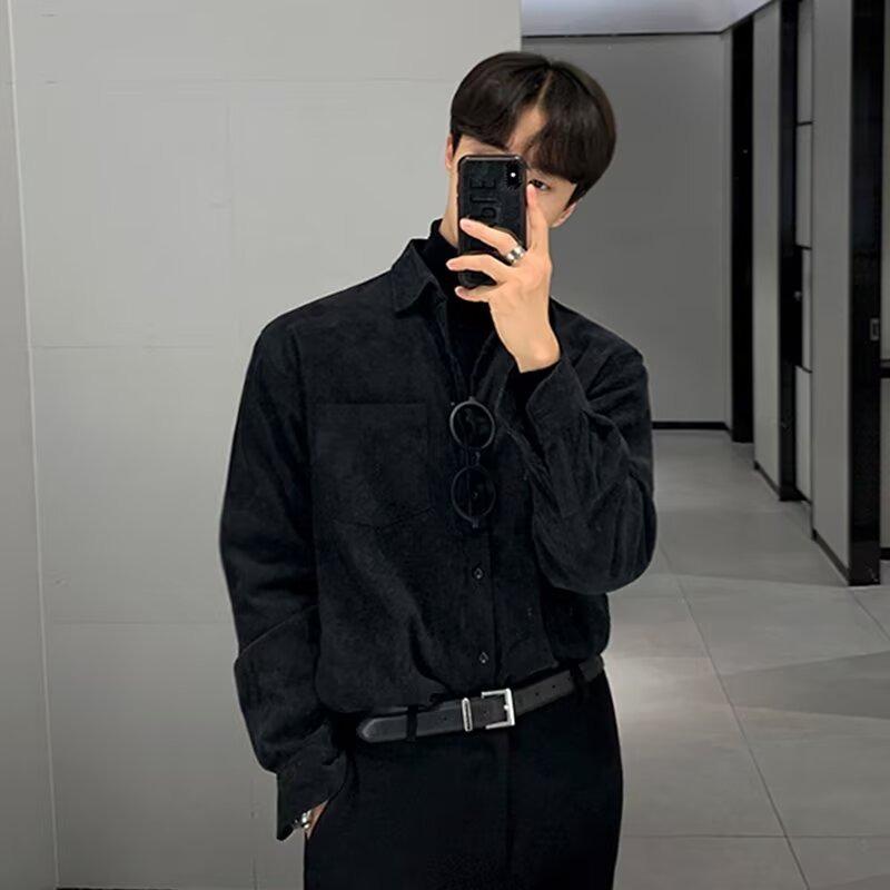 Spring and Autumn Mature Style Black Long-sleeved Shirt Men's Temperament Casual Inner Top