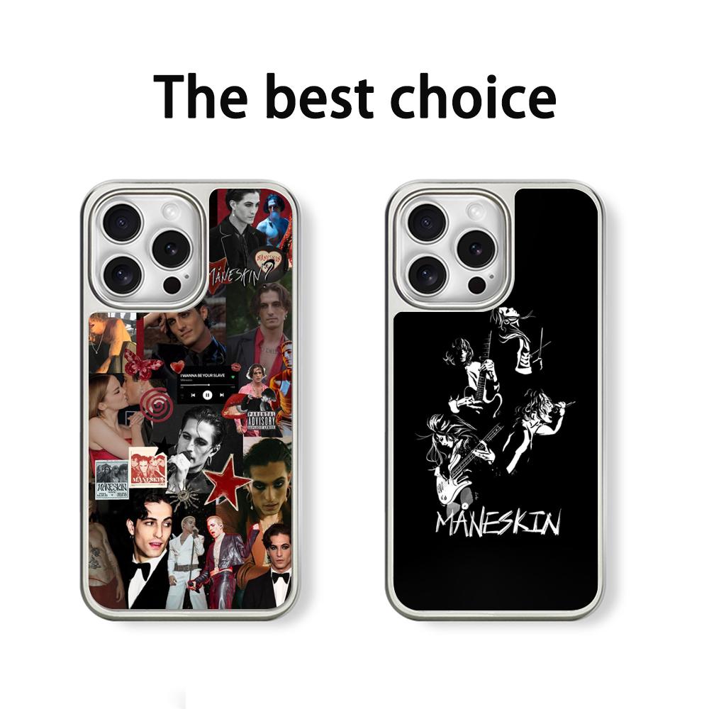 ManeS-skinS Hip Hop Design Phone Case for iPhone 16 15 14 13 12 11 Pro Max Sheepskin Silver-edged Protective Case