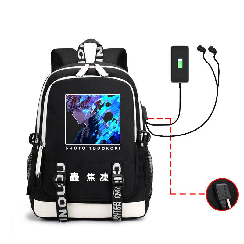 Riman My Hero Academy, surrounding backpack, large-capacity computer bag with USB port, student schoolbag