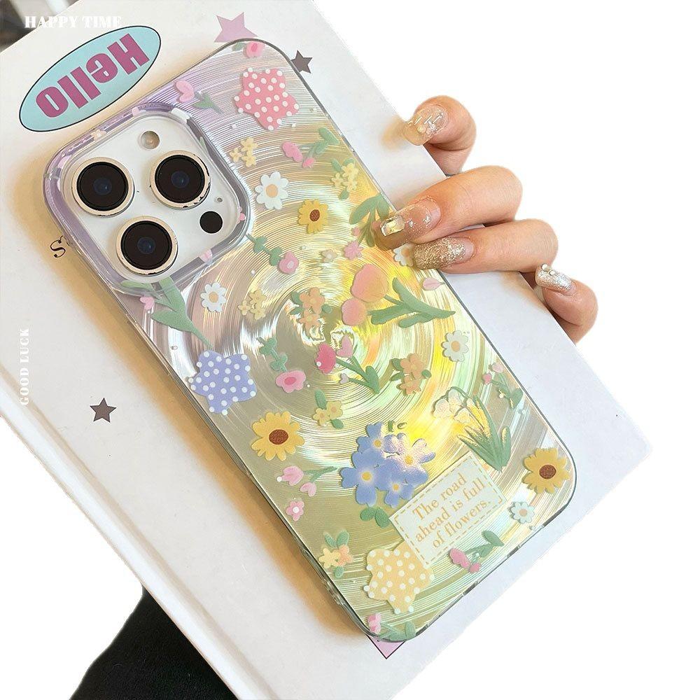 Full Screen Flowers  Suitable for Iphone16 Phone Case 15promax Laser 14 Shockproof 13 Premium 12 Soft Bezel