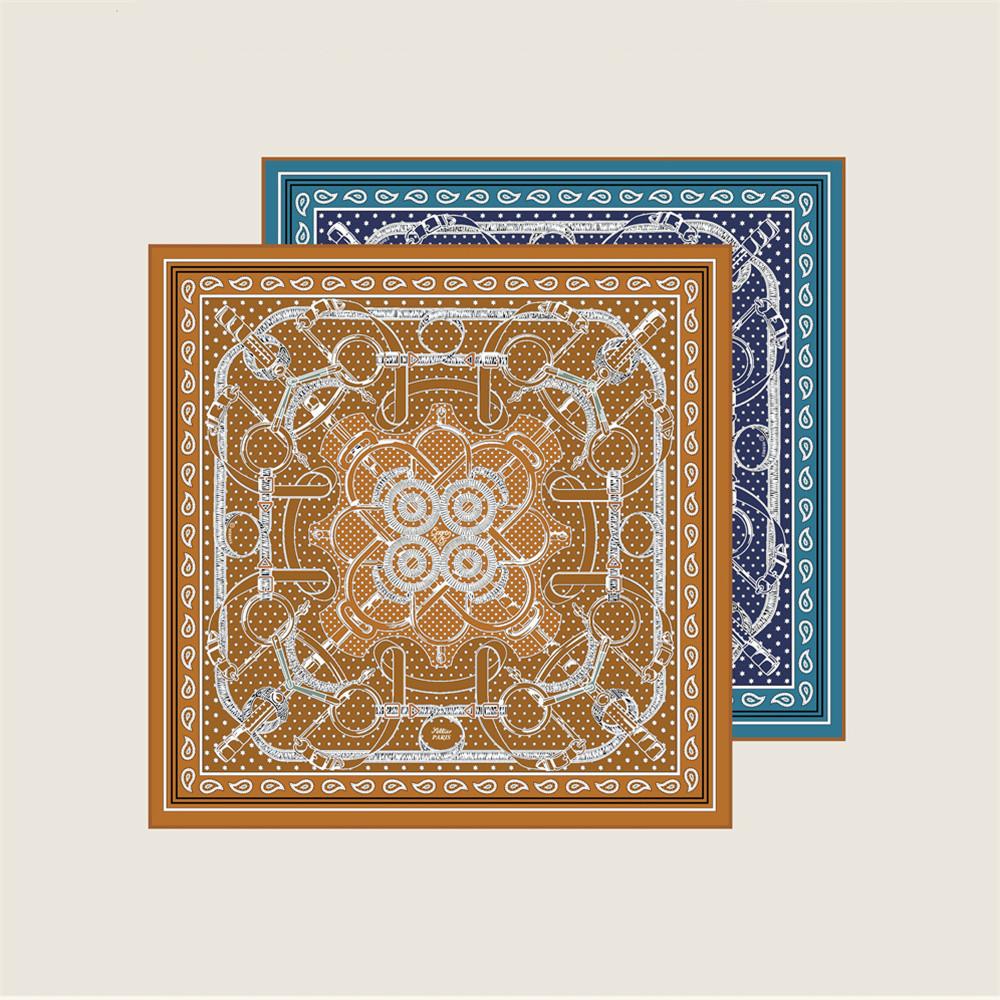 New Silk Scarves Double Printed Twill Silk Scarf Women Shawls Luxury Design Hijab Fashion Square Curled Scarf Neckerchief