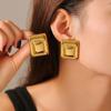 Style Stainless Steel Rectangular Color Matching Earrings New Trend Pvd Plated Real Gold Temperament Earrings Women