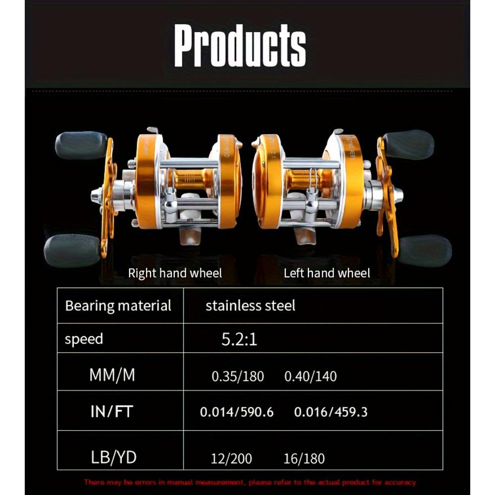 Stainless Steel Baitcasting Reel - Ambidextrous, Full Metal Construction with Centrifugal Brake System for Sea & Boat Fishing