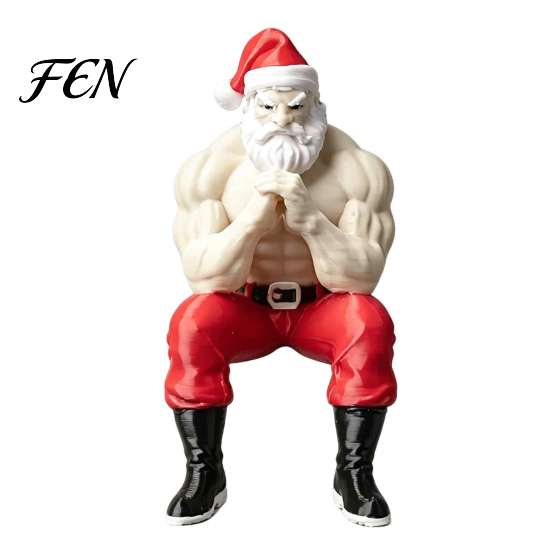 Santa Claus Muscle Figures Strong Muscles Ornament, Lines And Beard Decor, 3D Printed Funny Office Desk Holiday Decor Christmas Decoration,