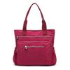 Solid Color Multi Pocket Zip Handbag Nylon Shoulder Storage Bag