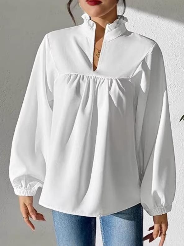 2026 European & American Women’s Casual Puff Sleeve Shirt - Spring/Autumn Collection