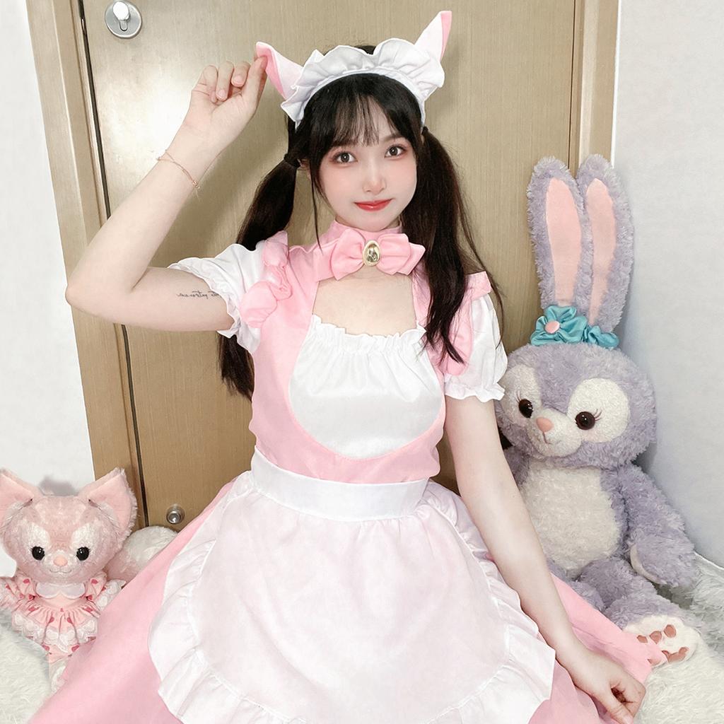 New pink cat maid outfit soft girl dress loli maid uniform cosplay anime characters