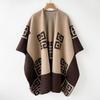 Light luxury versatile rough knitted women's shawl retro cape imitation cashmere scarf autumn and winter warm cape