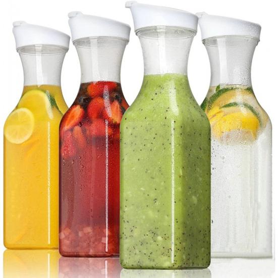 50 Oz Juice Carafe with Lids Airtight Drink Pitcher for Fridge Storage Easy Pour Milk Container Beverage Bottles for Bar Freezer