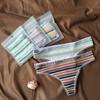 Women's Panties Classic Panty Vintage Underwear Rainbow Stripe Sweet and Cute Low Waist Panties Thong Cotton Sexy Panties Exposed Buttocks